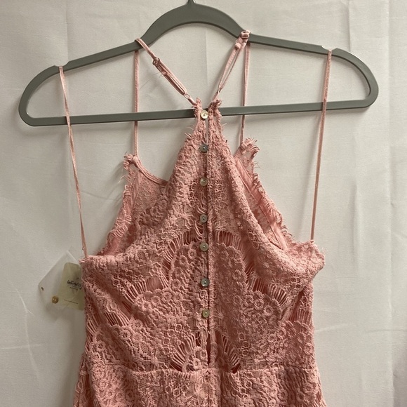 Free People She's Got It Lace Button Back Mini Dress Rose Pink Size Small NWT - Picture 7 of 8